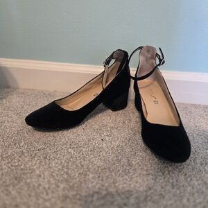 Unisa Black Suede Ankle Strap Heels